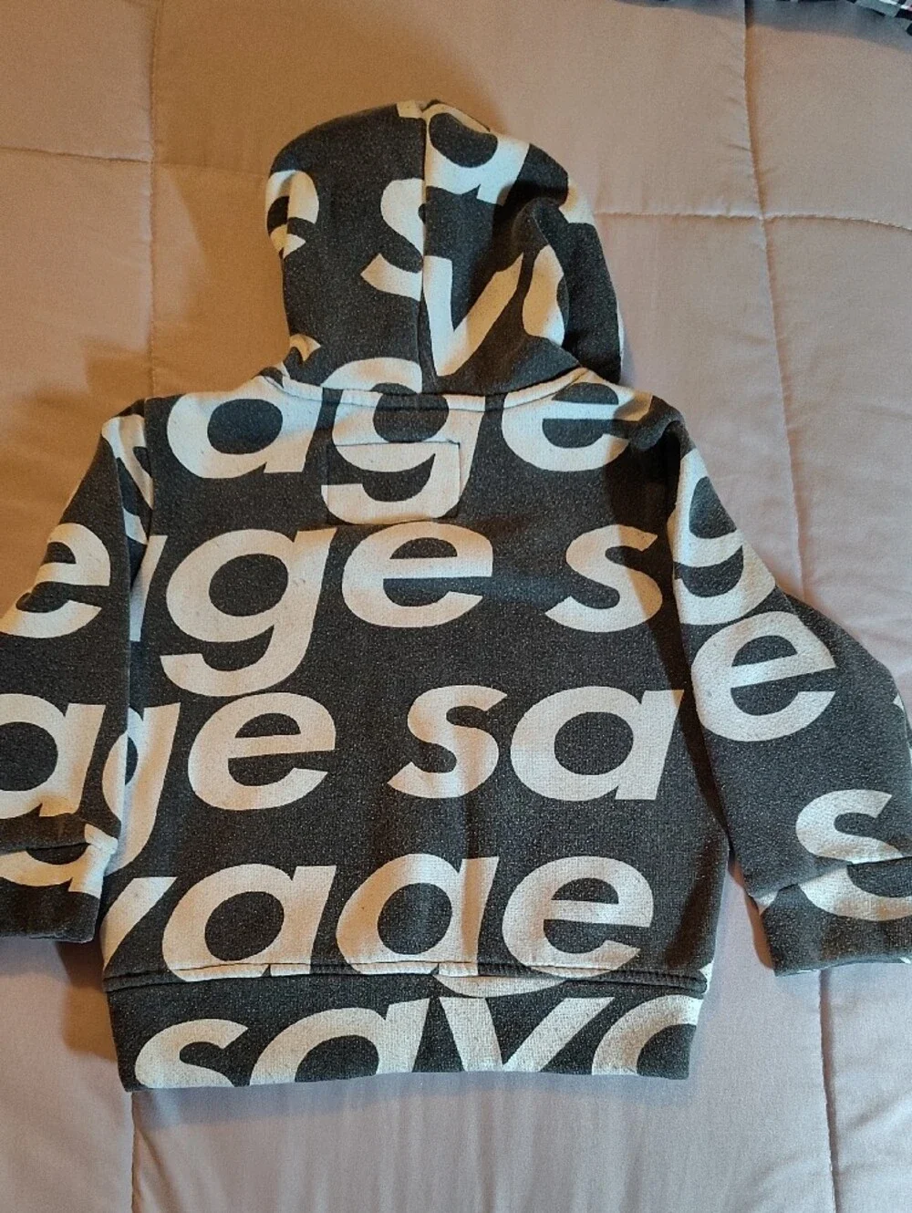 Kids Black & Cream 'Savage' Graphic Hoodie -